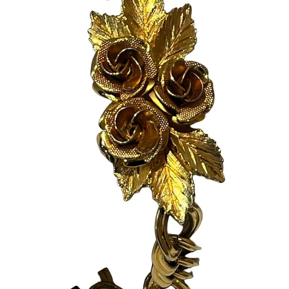 Vintage Gold Plated Art Deco Rose Cluster Bracelet - Picture 2 of 9
